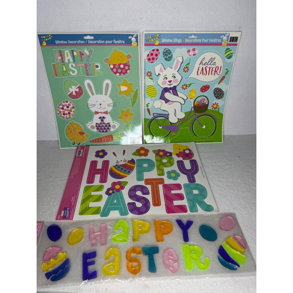 Easter Crafts‎ Window Clings Gel Clings Lot 4pk Bunny Chick Egg Decorations NEW